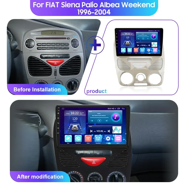 

For FIAT Siena Palio Albea Weekend 1996-2004 Multimedia Player Wireless Carplay GPS 4G DSP Rear Camera Car Android Auto Radio