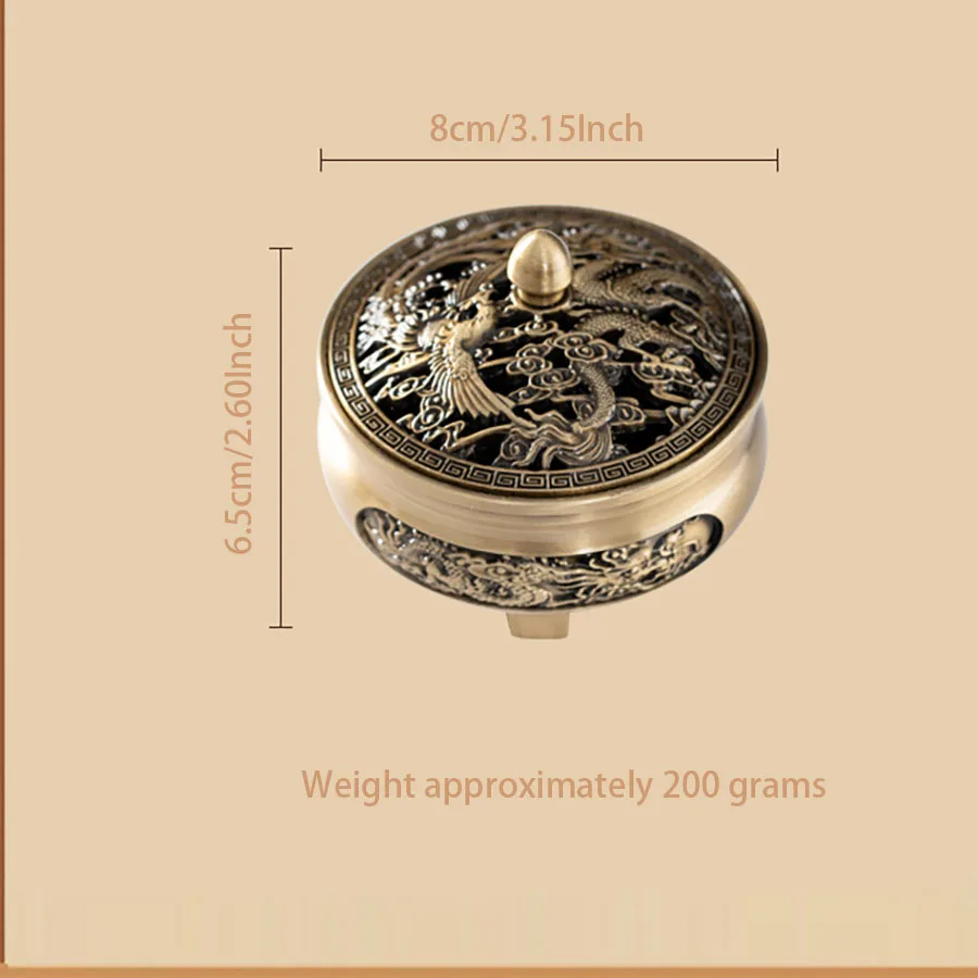 1 piece of new Chinese style hollow relief dragon and phoenix shaped multifunctional alloy incense burner home decoration orname