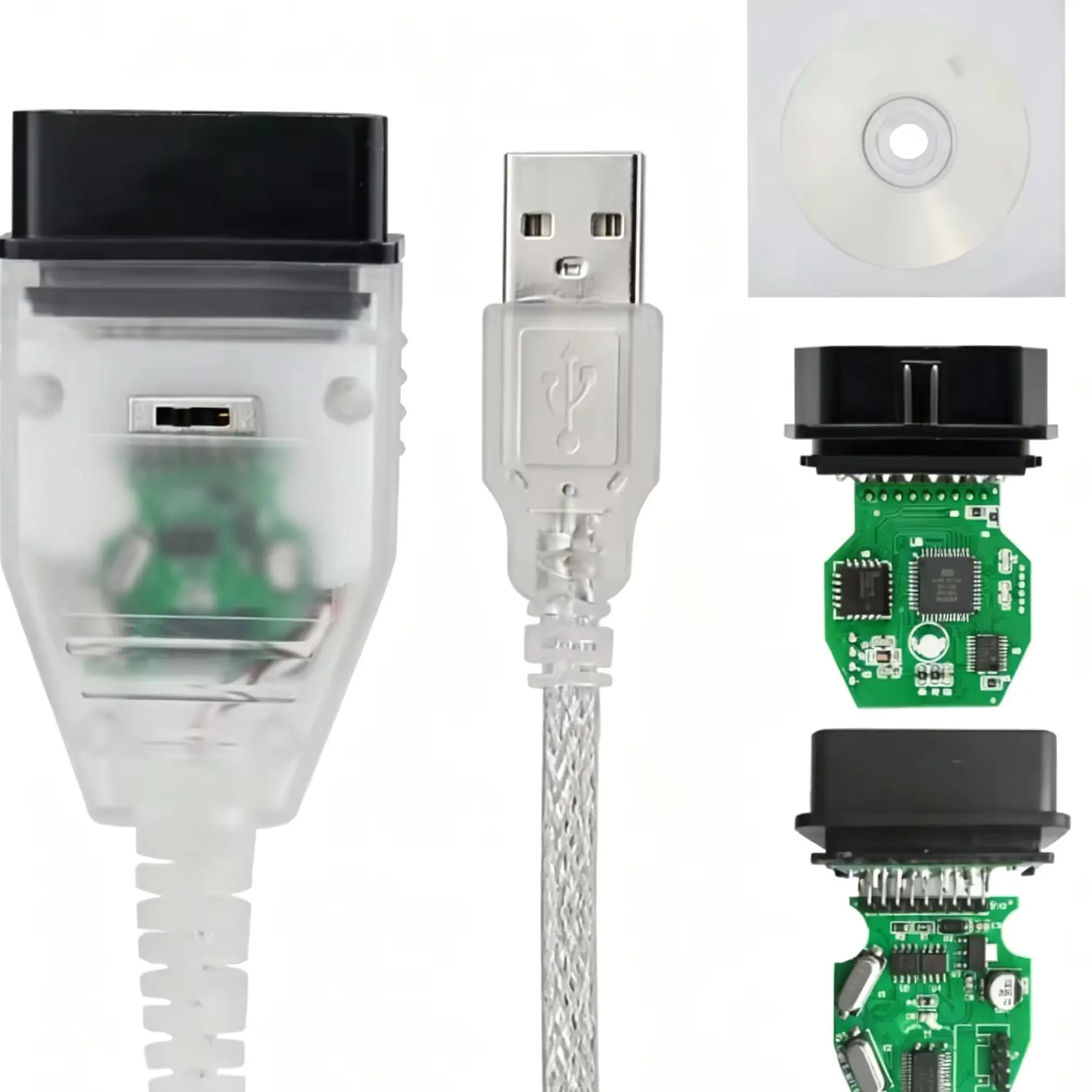 For IN-PA USB K+DCAN OBD2 Diagnostic Cable FTDI FT232RL Chip For BMW E Chassis E46 E60 E90 K‑CAN K‑Line Auto Coding Scann