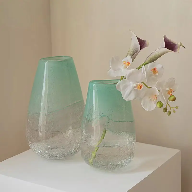 مزهرية زجاجية مطابقة الألوان مصنوعة يدويًا على طراز العصور الوسطى، وطاولة طعام لغرفة المعيشة، ومزهرية كلاسيكية مائية، وديكور فاخر وخفيف الوزن #2