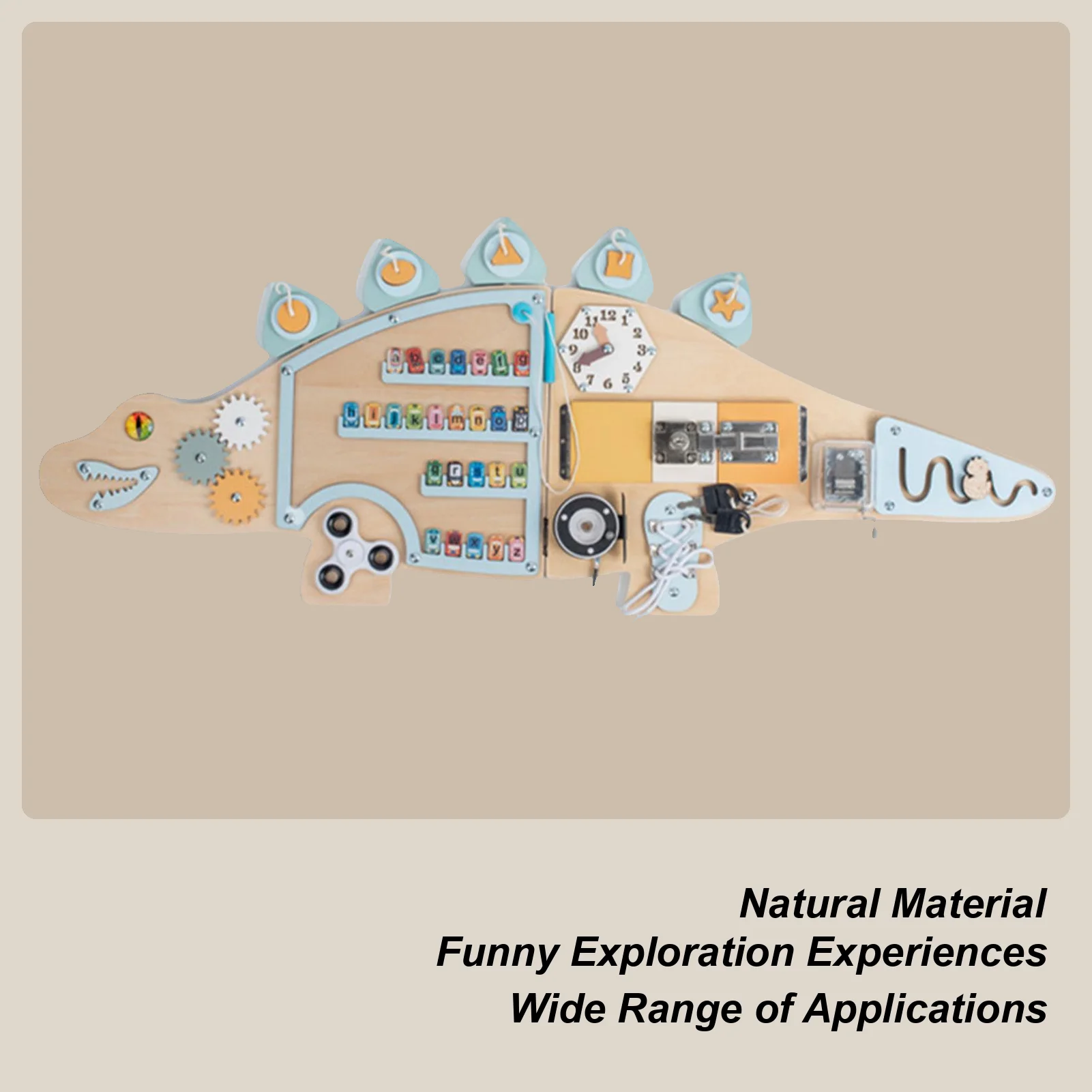 

Wall Activity Board Wooden Dinosaur Shape Educational Toy Activity Wall Sensory Board For Children Boys Girls Family Home Living