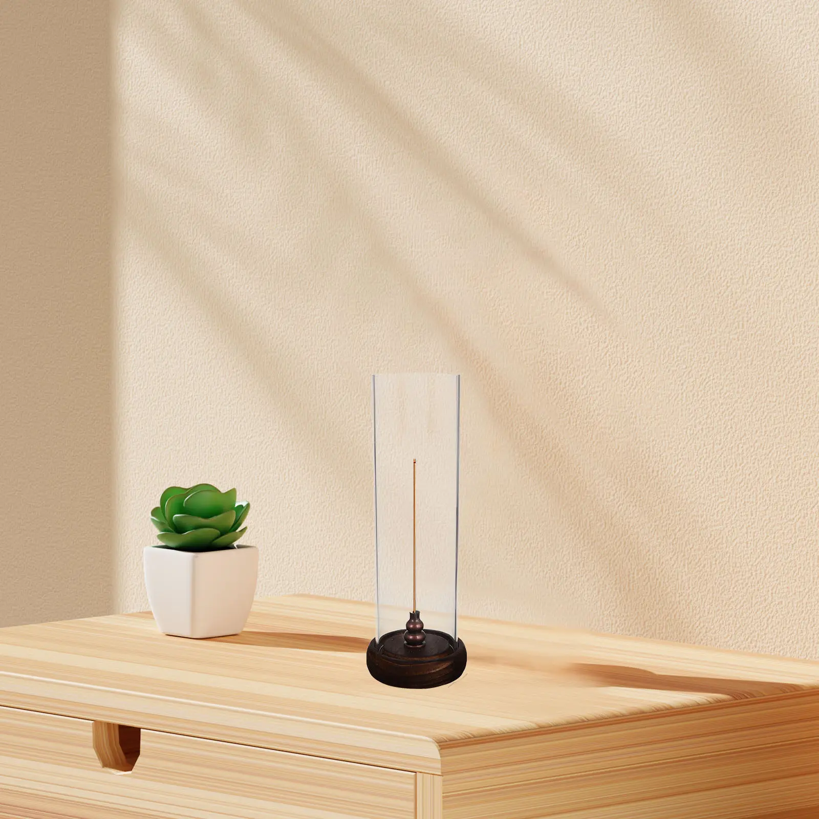 Modern Wooden Incense Holder with Dome Cloche for Stick Incense Ash Containment Ideal for Yoga Sessions Home Office Living Room