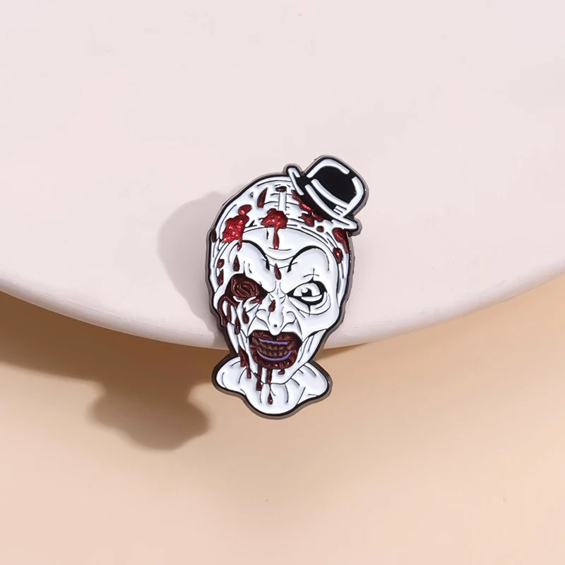 Horror Movie Character Clown Enamel Pin Custom Halloween Skeleton Badge Brooch Lapel Cartoon Anime Jewelry Gifts Wholesale