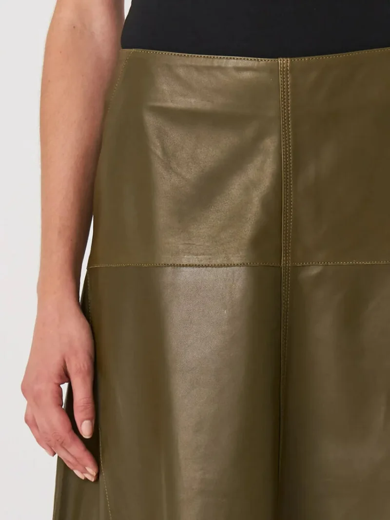 Womens Leather Skirt Pencil Dress Beautiful Green Genuine Leather Flare Leather Skirt