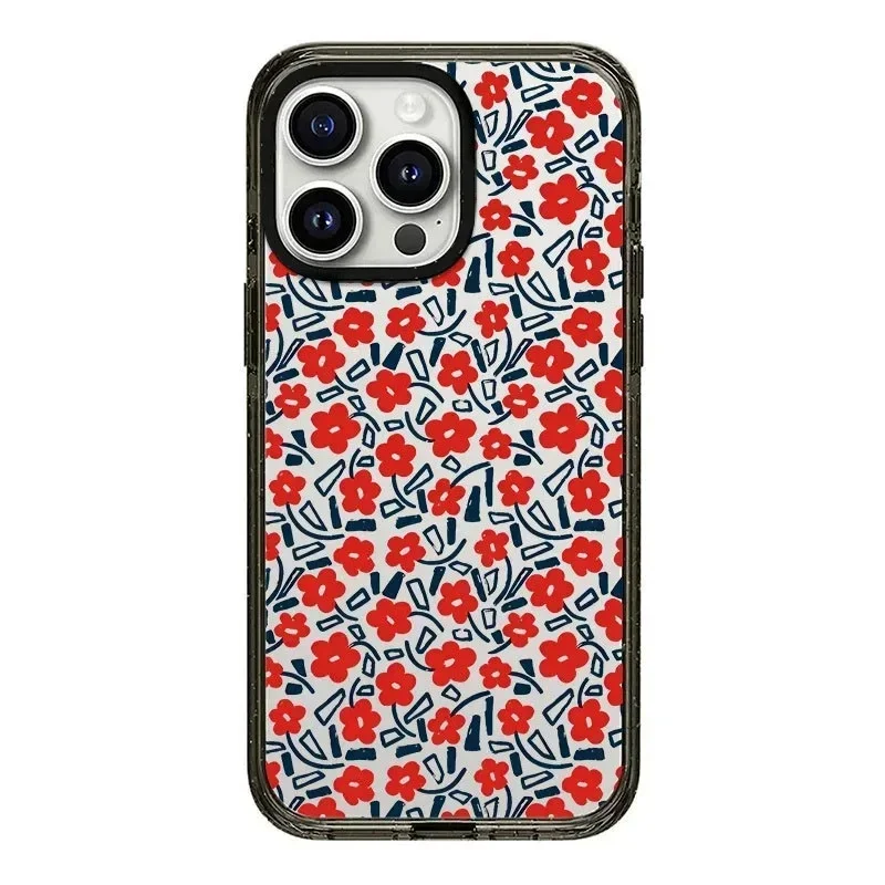 

2.0 Acrylic Upgrade Border Red Flower Phone Case Cover for iPhone 11 12 13 14 15 Pro Max Case for iPhone 15 ProMax