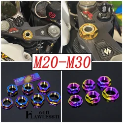 FLAWLESSTI M22 M24 M25 M30 Gr5 Titanium Steering Stem Nut  Yoke Nut For Kawasaki BMW