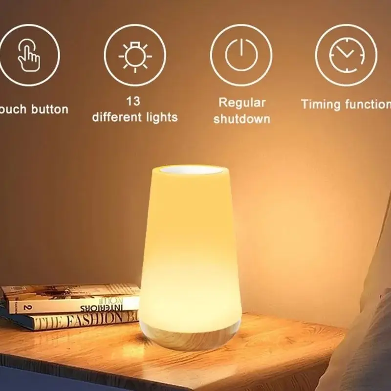 

13 Color Changing Night Light Remote Control Touch USB Rechargeable RGB Night Lamp Dimmable Lamp Portable Table Bedside Lamp