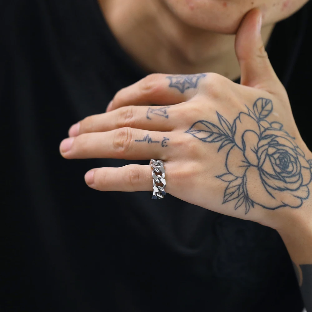 Punk-Kettenring aus Edelstahl, Minimalistischer Unisex-Paarring, Modisches Statement-Schmuckstück, Geschenkidee – Detail 8