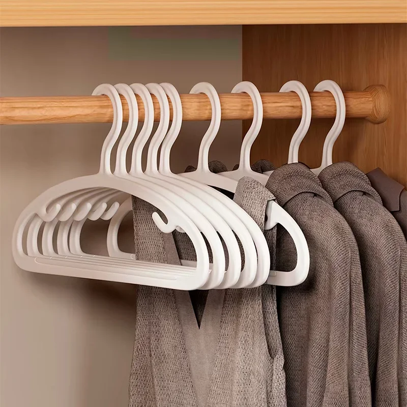 10-20pcs Slim Space-Saving Hanger Curved Anti-Bulge Hangers for Clothes Dresses Shirts Non-Slip Plastic Drying Racks for Closet