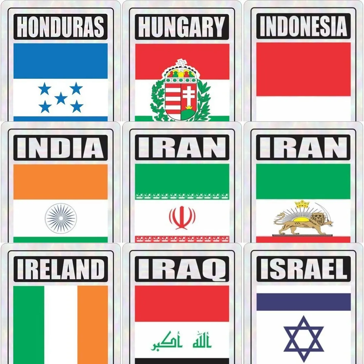 Italia Israel Ireland Iraq IRAN Indonesia India Hungary Flag Sticker for Car Van Wall Fridge Bicycle Motorcycle