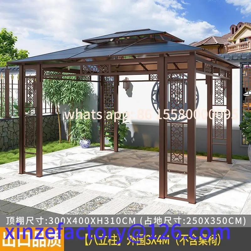 

Customizable Outdoor Courtyard Household Gazebo Villa Garden Wrought Iron Awning Windshield Clearance Outdoor