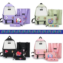 BT21 Jelly Candy 4-częściowy plecak Cartoon Casual Bubble Flat Seat Kolorowy plecak Sprzęt podróżny i turystyczny