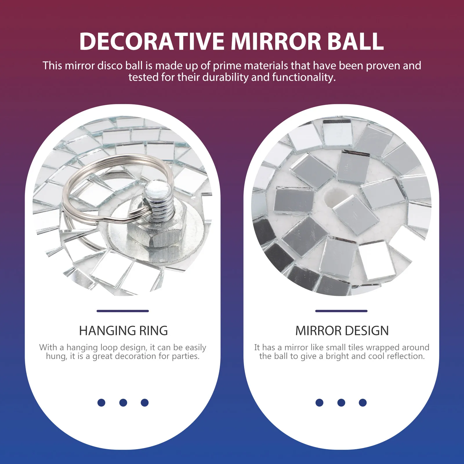 Party Lights Disco Decorations Mirror Balls Large Shiny Hanging Silver Ornaments