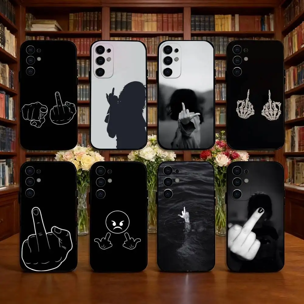 classic gesture Phone Case Black Silicone Soft For Samsung S25,S24,S21,S22,S23,S30,Ultra,S20,Plus,Fe,Lite