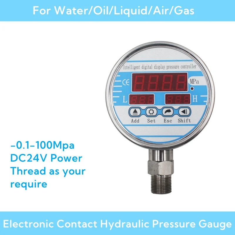 

0-100Mpa Digital Pressure Gauge 100mm Dial Electronic Contact Hydraulic Pressure Gauge 200bar 400 bar 600bar 1000bar Manometer