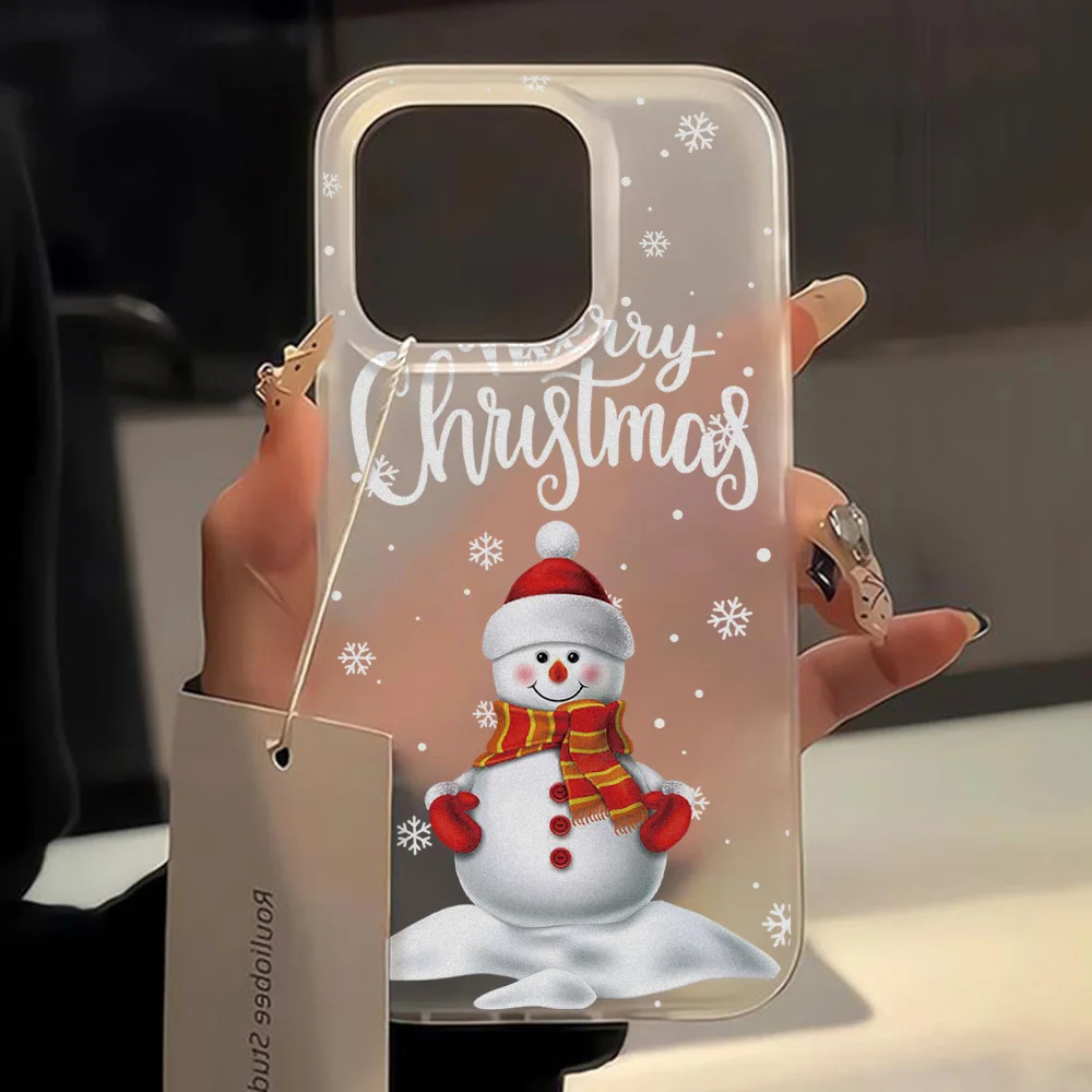 Christmas Pattern Silicone Phone Case For iPhone 12 Case iPhone 13 16 11 14 15 Pro Max 16 Plus 12 13 Mini Shockproof Soft Cover