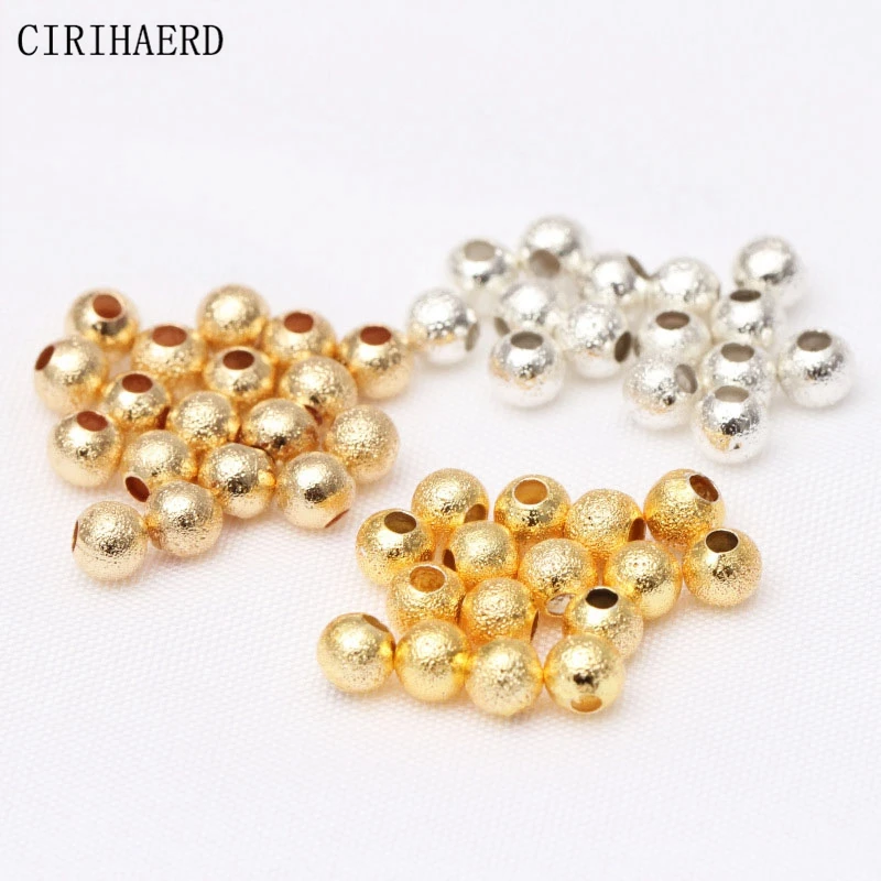 

14K/18K Gold Plated Frosted Copper Beads Jewelry Beaded Material Spacer Loose Beads For Bracelet DIY Jewellery Making Supplies