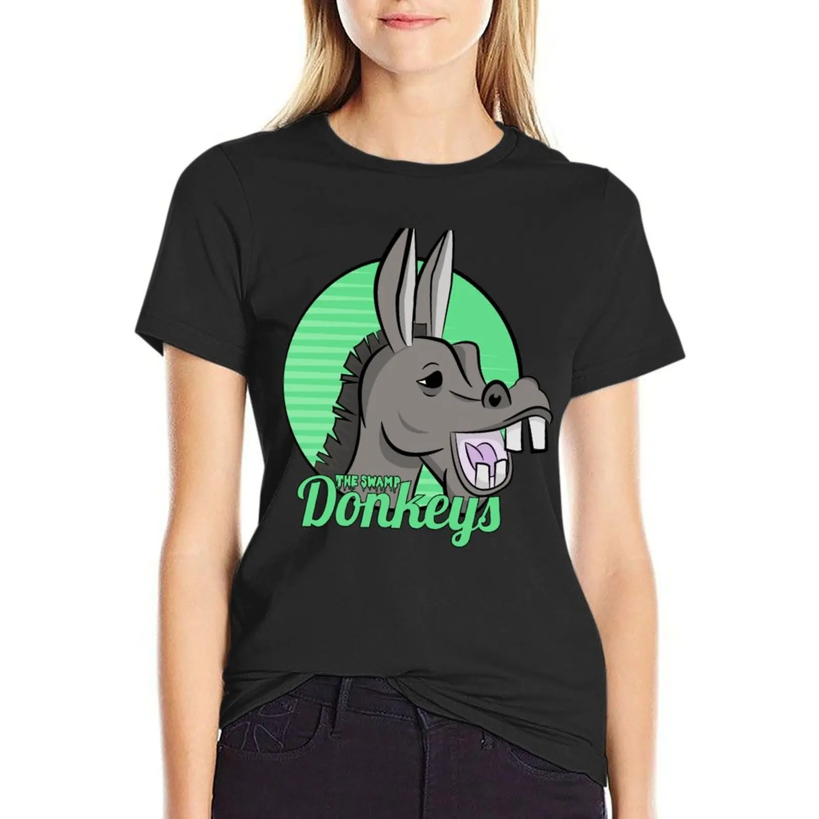 

The Swamp Donkeys Logo Sticker T-Shirt oversized customizeds spring clothes Women 2024