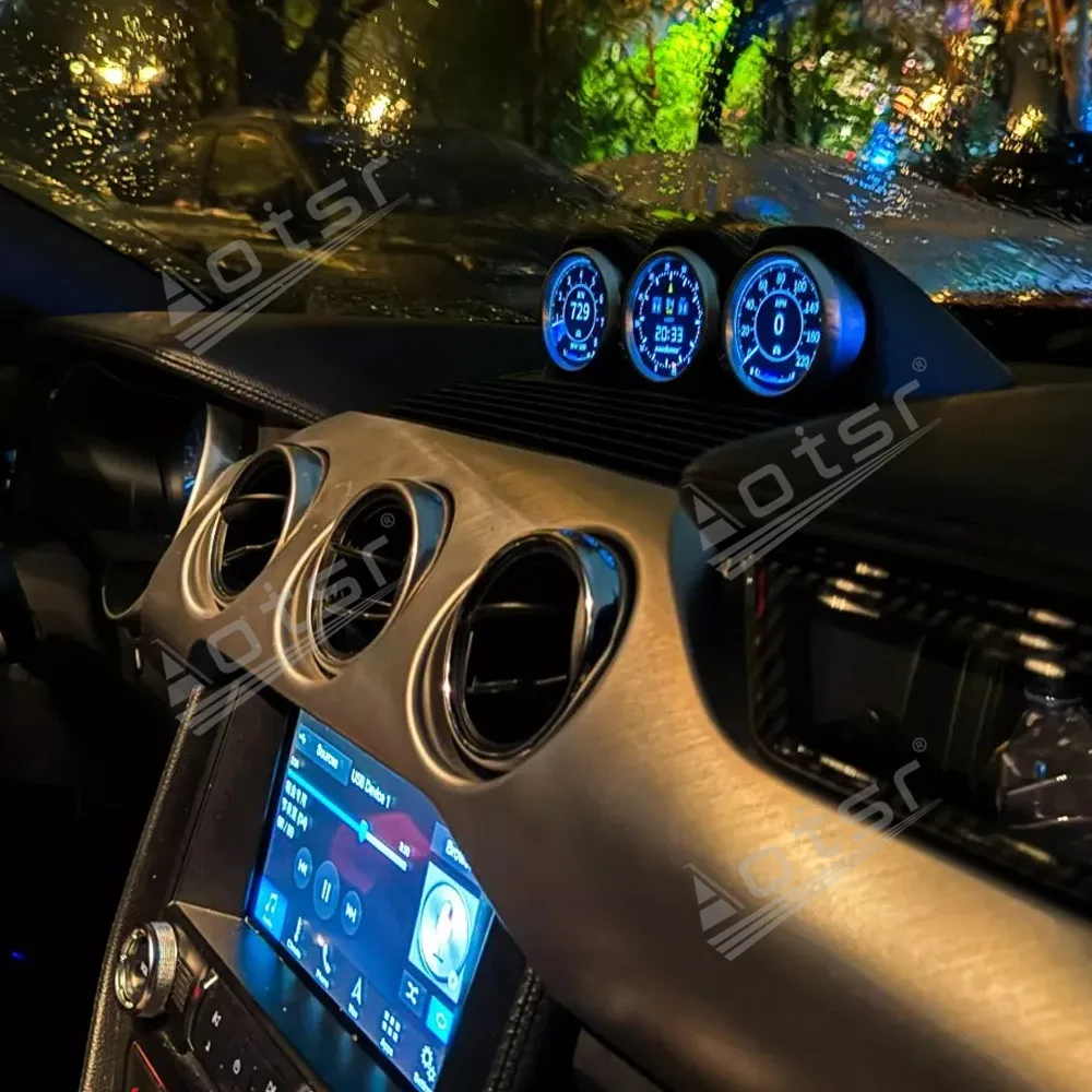 Triple Monitor Setup For Ford Mustang 2015~2023 Performance Meter Power Meter With Three Rings Modification Speedometer