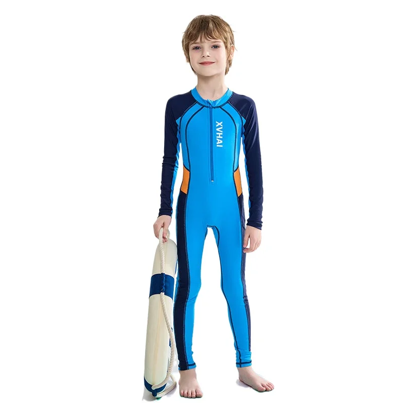 Professional Children's Swimwear Boys One-piece Long-sleeved Trousers Wetsuit Sun Protection Training Swimming Equipment