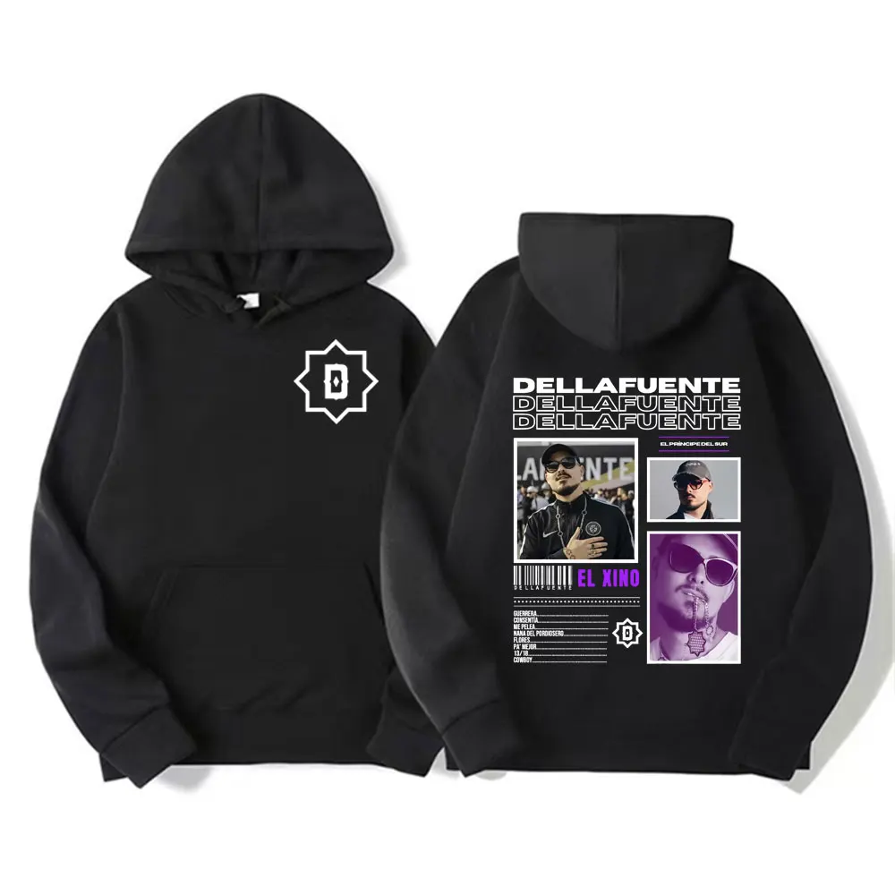 Rapper Dellafuente 2025 Tour Merch Hoodies Men Women Fashion Hip Hop Gothic Pullover Long Sleeve High Quality Fleece Sweatshirts