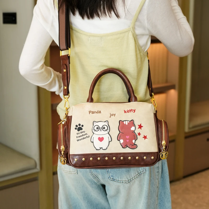 New women's high-capacity pillow bag, casual crossbody bag, fashionable handbag, lightweight shoulder bag, cartoon bag bags
