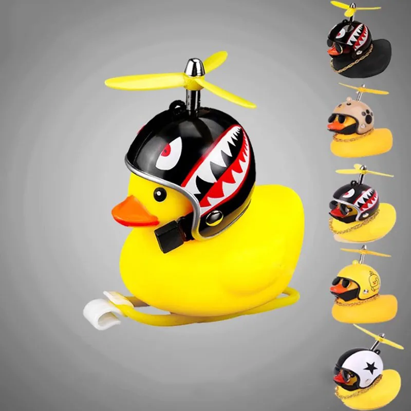 Car Cute Duck with Helmet Broken Wind Small Yellow Duck Bike Motorcycle Helmet Riding Cycling Decor Car Ornaments Accessories