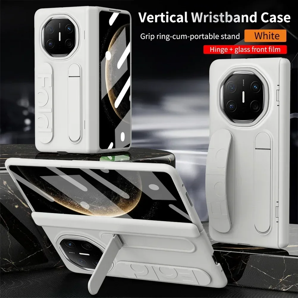 

Чехол для Huawei Mate X3 X5, роскошный, приятный для кожи, матовый держатель для браслета, складной шарнир, закаленная пленка, противоударная жесткая задняя крышка