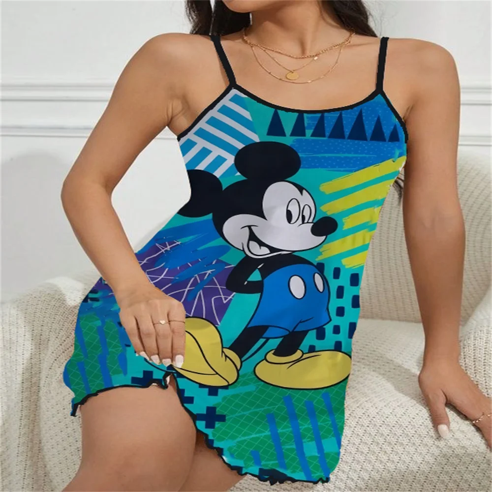 New Pattern Romantic Sexy Sleeping Dress for Women Cartoon Pattern Female Nightwear Summer Sleevesless Women's Suspnder Pajama