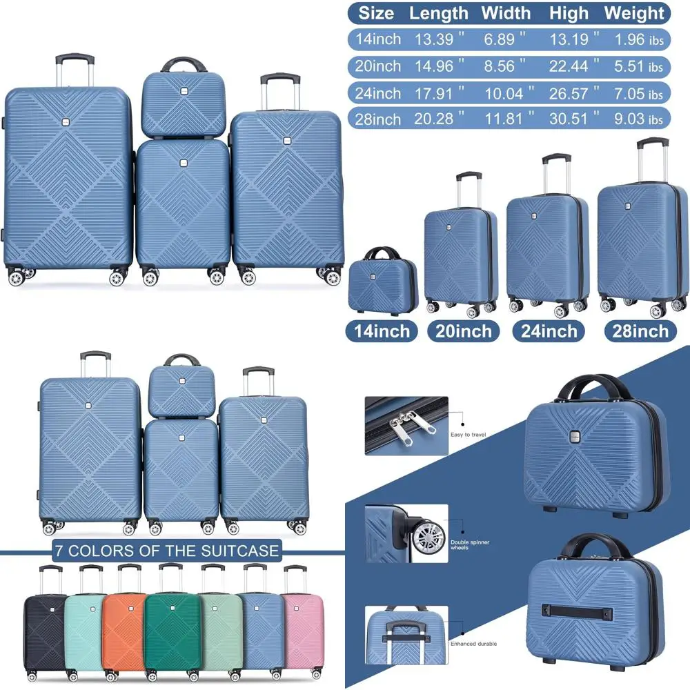 

Синий легкий набор чемоданов из твердой оболочки из АБС-пластика: ручные и большие чемоданы для путешествий