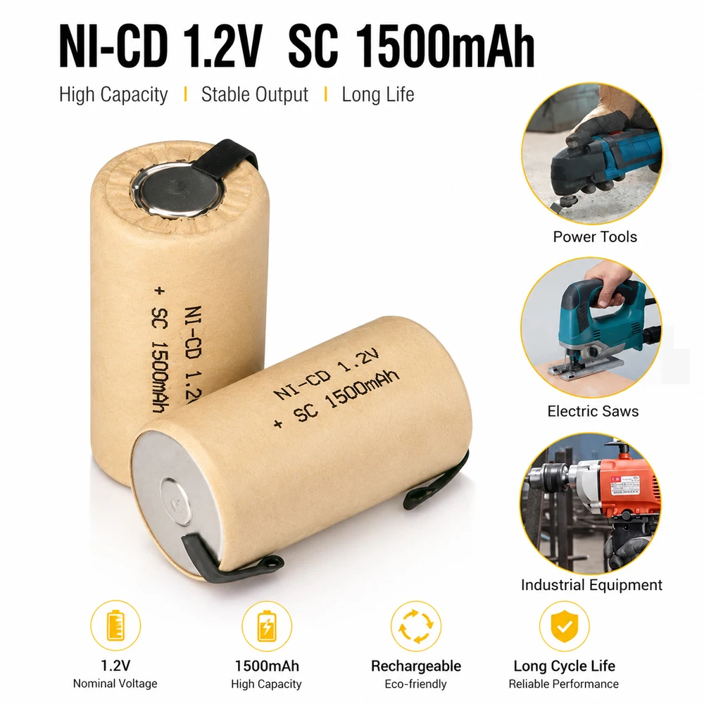 1.2V 1500mAh NI-CD Screwdriver Electric Drill Battery SC High Power 10C Rechargeable for Power Tools Ni-cd Batteria SUBC Cells