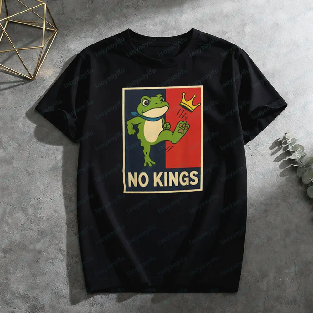لا الملك قميص بورتلاند الضفدع الاحتجاج المحملة مقاومة الضفدع تي شيرت النشاط السياسي أفضل الرجال النساء عادية Crewneck القطن قصير الأكمام