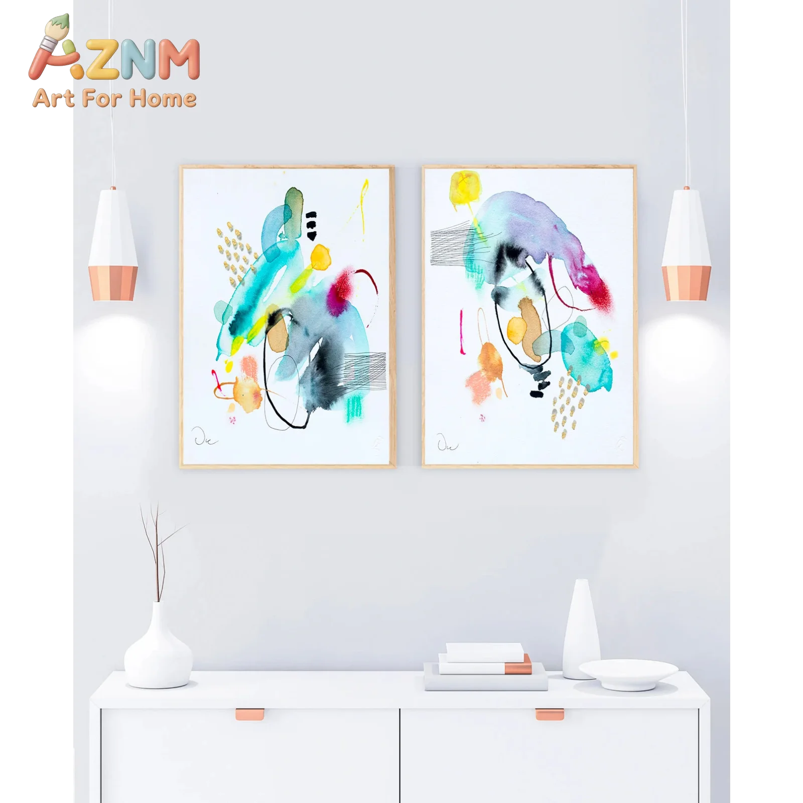 

Набор из 1/2 принтов для спальни, комплект из 2 принтов, настенный декор для спальни, набор акварельных принтов, яркий художественный набор, абстрактный набор, набор принтов для галерейной стены.