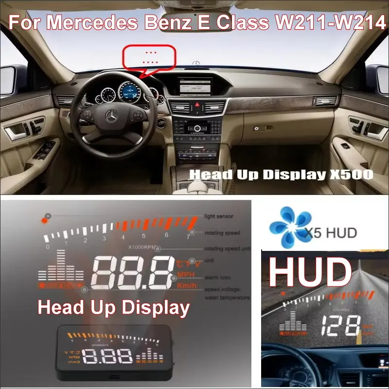 

For Mercedes Benz E Class W211/W212/W213/W214 2000-2025 Car HUD Head Up Display OBD Auto Accessories Projector Driving Screen
