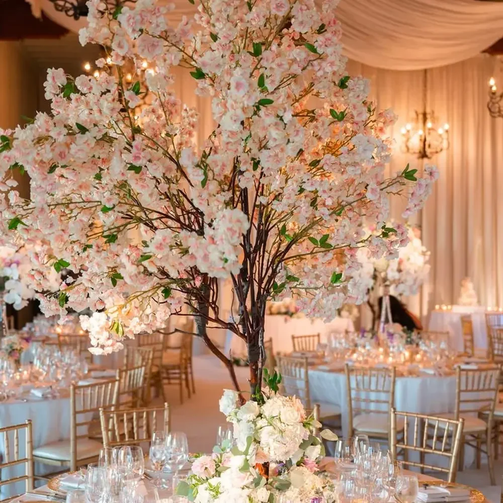 Flores artificiales de cerezo, guirnalda de Sakura, arco de boda, Fondo de jardín, decoración de fiesta en casa, plantas falsas de seda, vid, 180cm