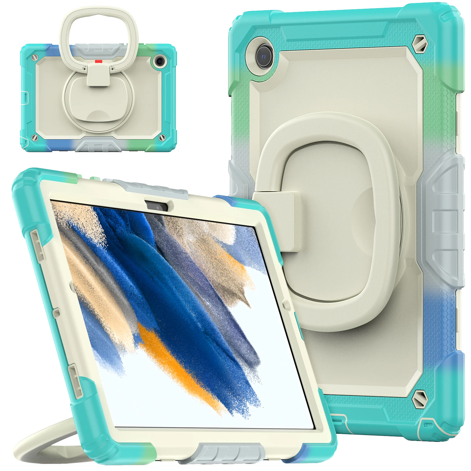

Rotating Case For Samsung Galaxy Tab A8 10.5 2021 Model SM-X200 X205 X207 Heavy Duty Stand Cover With Handle Grip Shoulder Strap