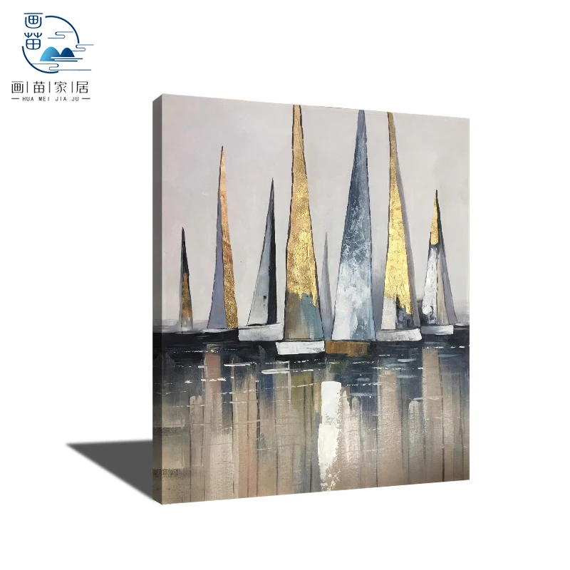 

Custom Impressionism Handmade Sailing Boats Abstract Sea Boats Oil Painting