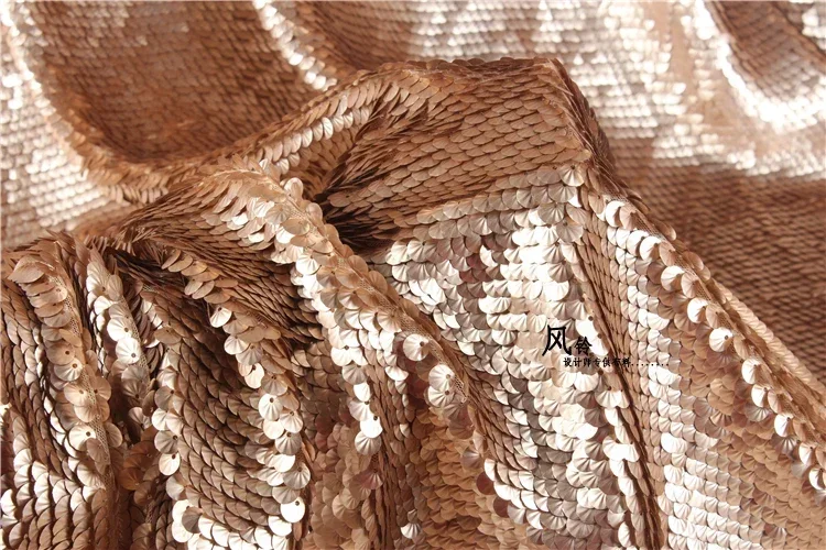 Metallic Fish Scale Stage Gold Sequin Fabric for Clothing  Wedding Dress Garmen Designer Fabric Wide 130cm Sold By the Yard