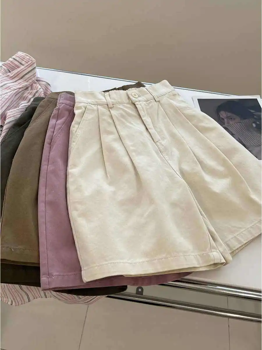 プラスサイズ カジュアル ルーズ ファイブクォーター オーツパンツ レディース プラスサイズ ニュートラル ワークウェア 無地 多用途 快適 オーツパンツ