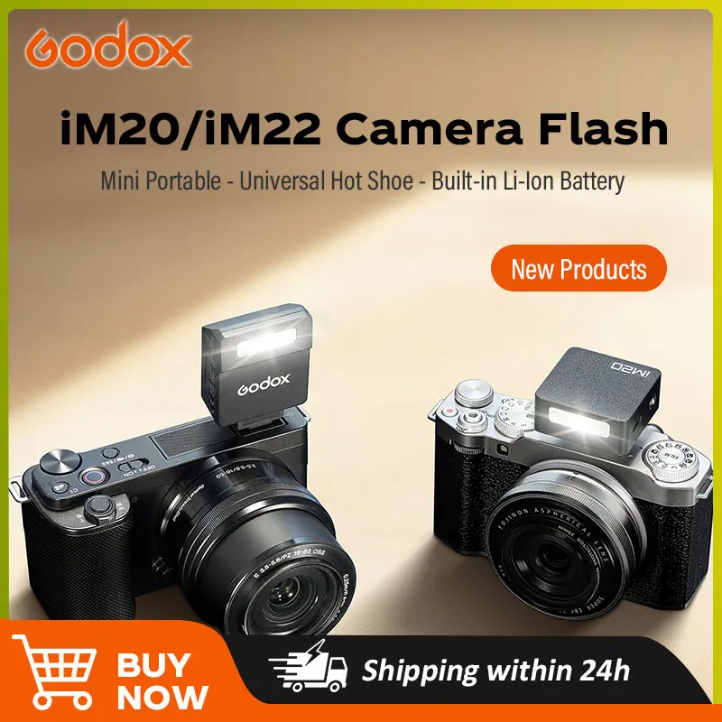 

Godox IM20 IM22 Мини-вспышка с ручной вспышкой для различных моделей камер, 5 уровней выхода мощности, универсальное крепление для горячего башмака