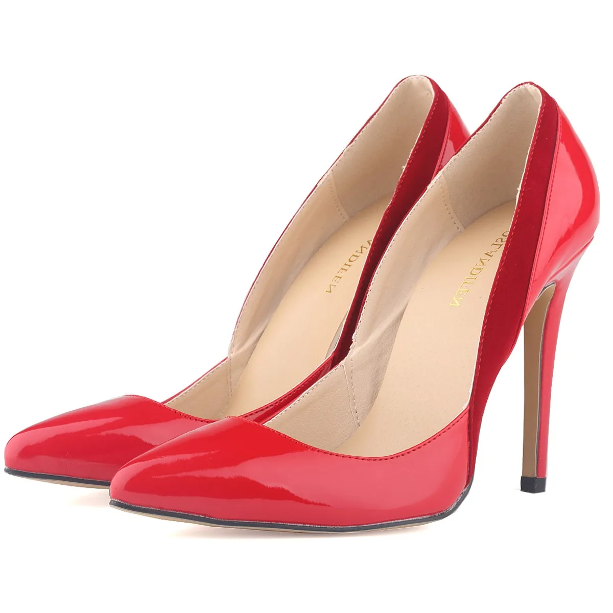 

New Women's Pu Leather Thin High Heels Solid Basic Pointed Toe Splicing Decoration Shoes Woman Casual Spring Pumps A0028