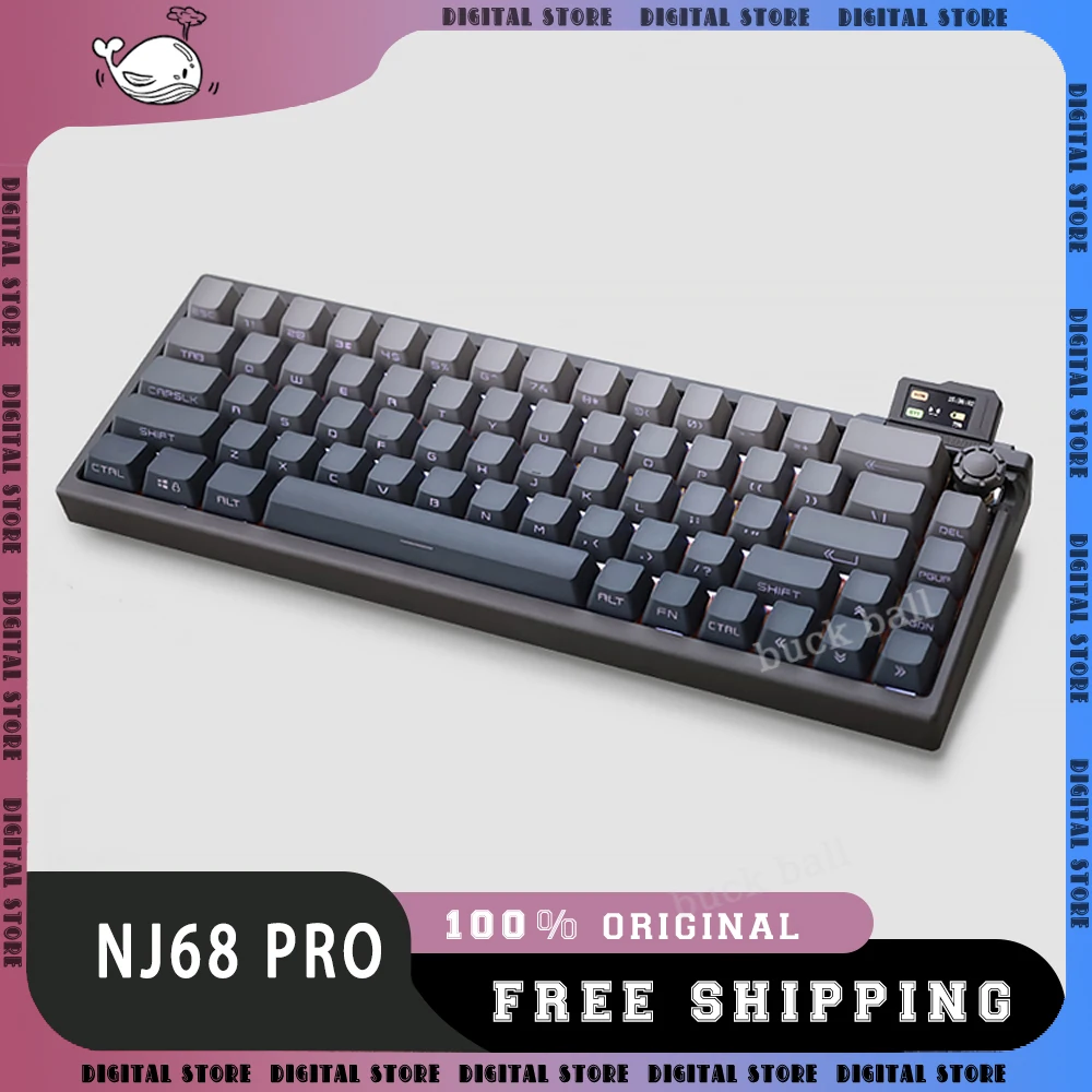 

Keydous Nj68 Pro Mechanical Keyboard Kit 3Mode 2.4G Bluetooth Wireless Keyboard Kit Metal Case RGB Hot-Swap Gaming Keyboard Gift