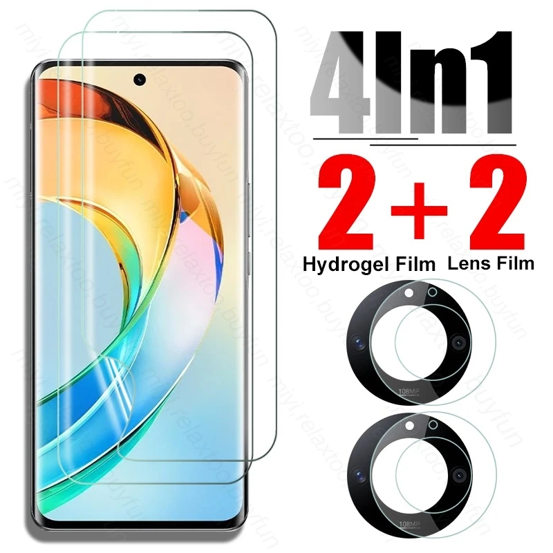 Honar Honer X9b 5G 케이스, 4in 1 소프트 하이드로겔 필름 스크린 보호대, Honor X9b 5G ALI-NX1 6.78 인치 카메라 보호 유리 
