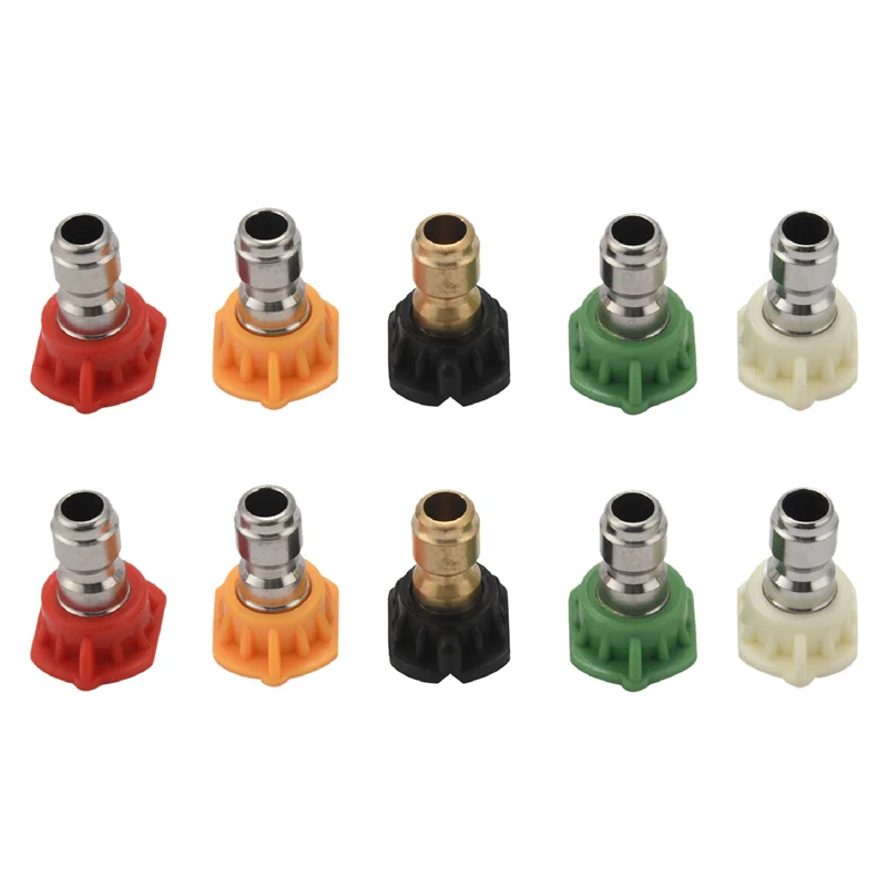 H5-10Pcs فوهات رش غسالة الضغط 1/4 مجموعة أطراف رش اتصال سريع (4.0 جالون في الدقيقة) درجة متعددة