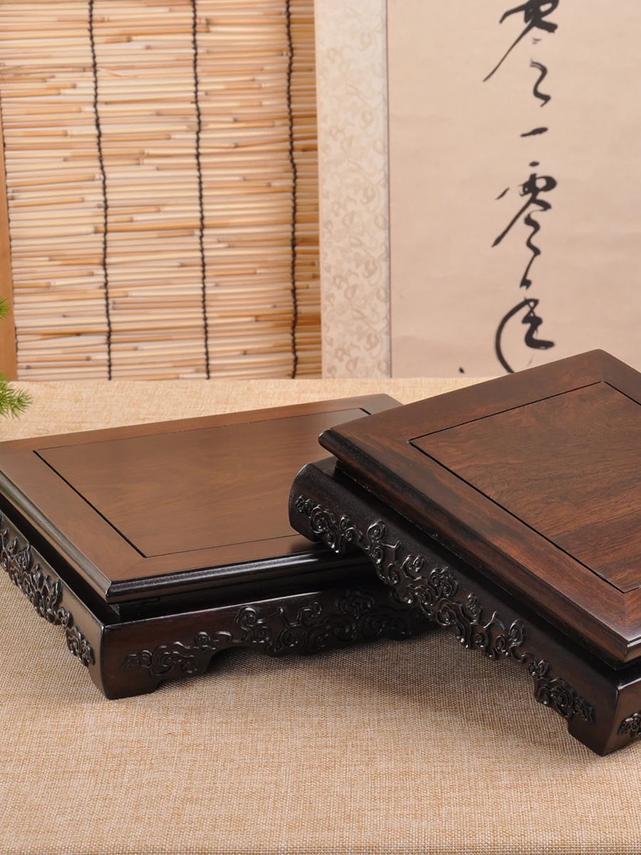 

Современная декоративная подставка из черного эбенового дерева для чайного сервиза, скульптурная, с резьбой по камню Yuxue, для цветочного горшка, украшение для дома