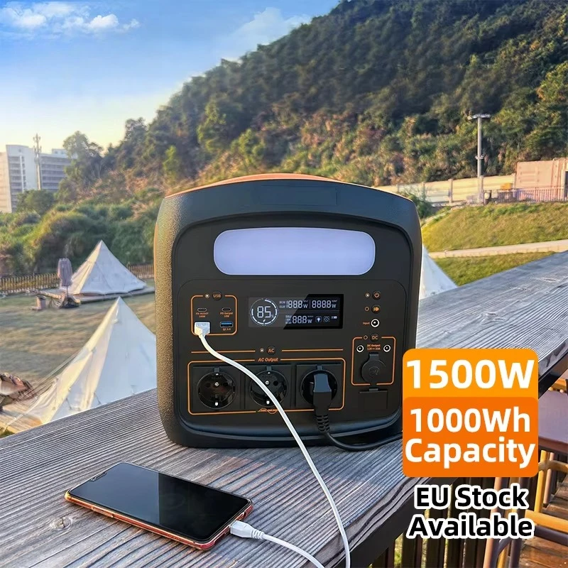 Portable 1500W Solar Generator 1102.5Wh ESS UPS 220V LiFePO4 Power Station with MPPT Controller for Household Outdoor Use Car