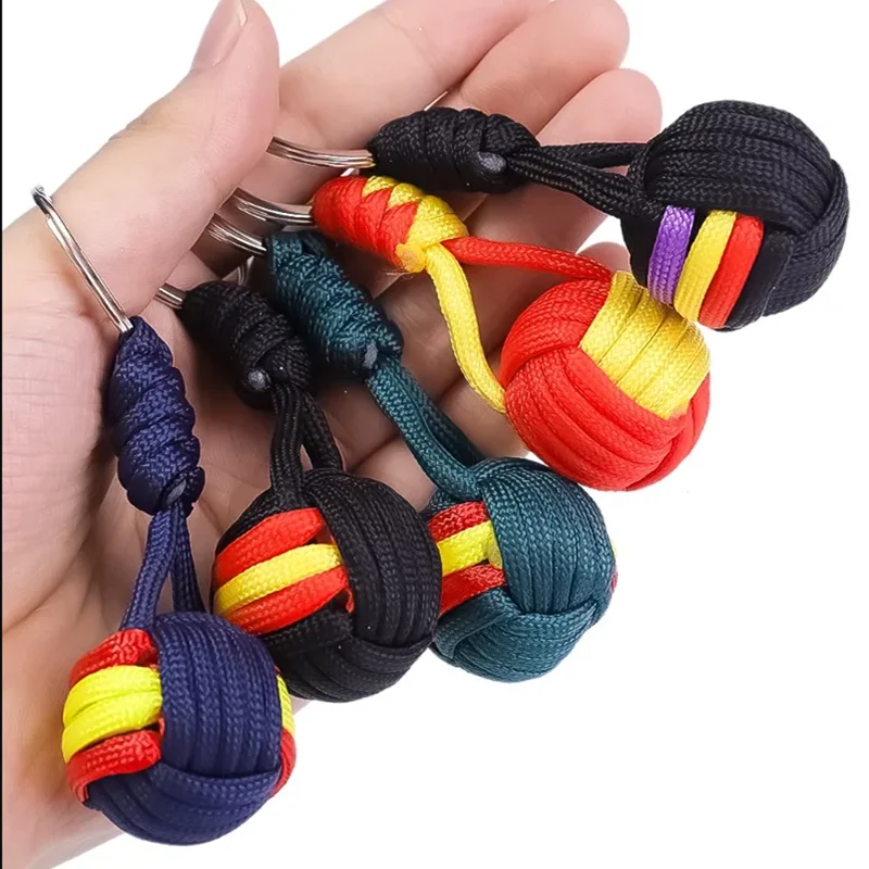 Fashion Braiding Lanyard Ball Keychain Creative Parachute Outdoors Tool Key Ring for Women Men Car Handbag Phone Pendant Gifts