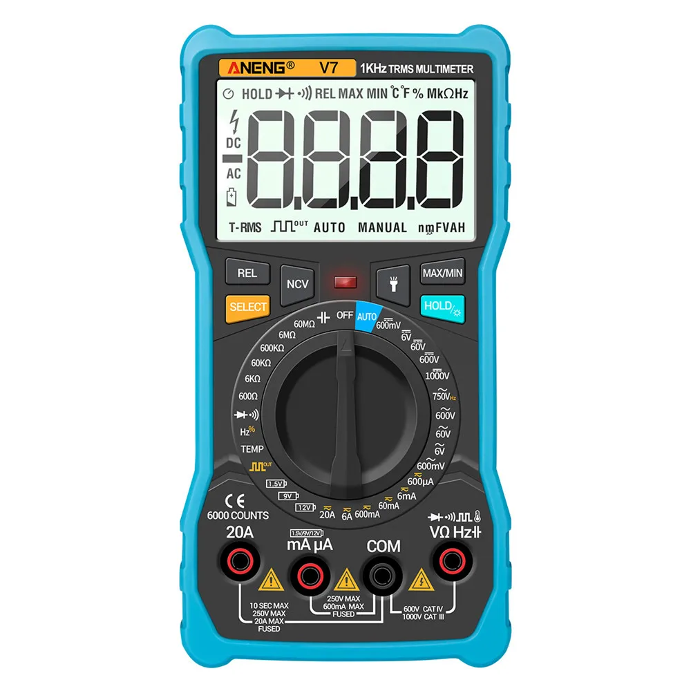 ANENG V7 Standard Digital Multimeter 6000 Counts Avometer Transistor Capacitor Tester Multimetro Digital Profissional Lcr Meter