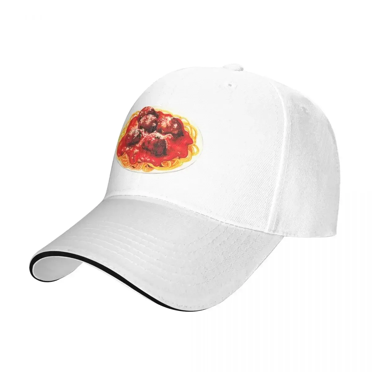 Spaghetti & Meatball Pattern - Black Cap Baseball Cap Beach outing rave mens caps Women's