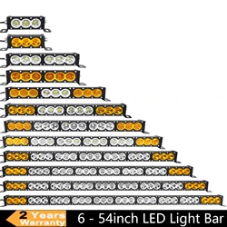 6-54 inch 30-300W LED Bar 4x4 with 12v Wire Harness Kit, led Light Bar for Offroad Vehicles Trucks ATV,Amber White Fog Light